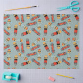 Papier Mousseline Motif Cool bleu Retro Skateboard (Artisanat)