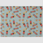 Papier Mousseline Motif Cool bleu Retro Skateboard (Recto)