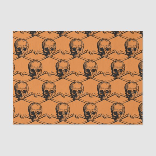 Papier Mousseline Motif Cool noir orange crâne Halloween partie (Recto)
