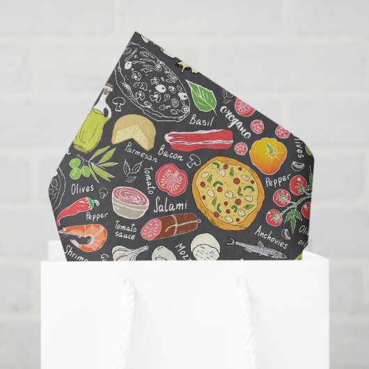 Papier Mousseline motif cool pizza carrelé (Sac cadeau)