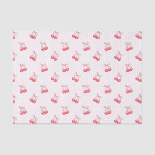 Papier Mousseline Motif Coquette Cherries Bow (Recto)