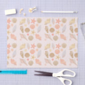 Papier Mousseline Motif Coquilles de Mer Roses (Artisanat)