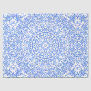 Papier Mousseline Motif Cornflower Blue Mandala