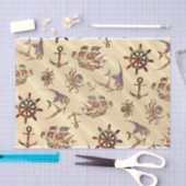 Papier Mousseline Motif côtier sur le sable (Artisanat)