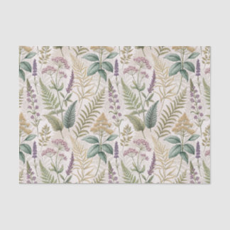 Papier Mousseline Motif Cottagecore Lavande Anglaise et Fleurs Sauva