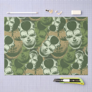 Papier Mousseline Motif crâne camouflage vert de l'armée