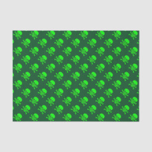 Papier Mousseline Motif crâne vert et os croisés