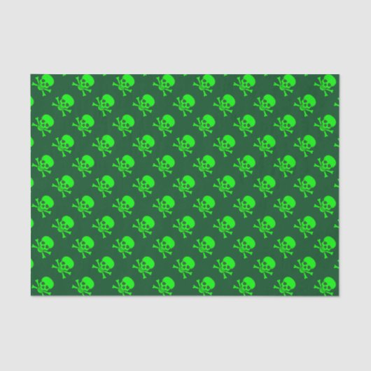 Papier Mousseline Motif crâne vert et os croisés (Recto)