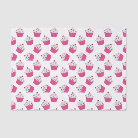 Papier Mousseline Motif Cupcake rose clair au dessert (Recto)