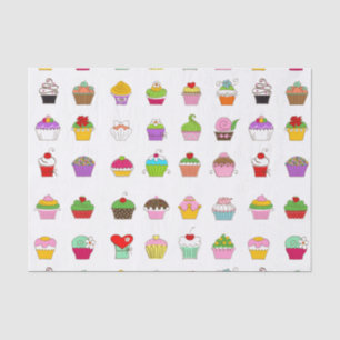 Papier Mousseline Motif Cupcake tiré à la main
