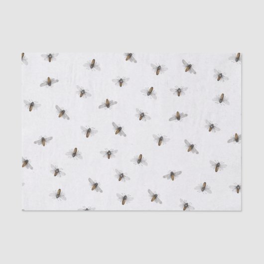 Papier Mousseline Motif d'abeille éparpillé sur l'ivoire (Recto)