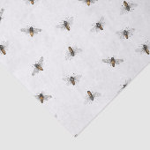 Papier Mousseline Motif d'abeille éparpillé sur l'ivoire (Détail)