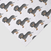 Papier Mousseline Motif Dachshund Dog Noir Et Tan (Détail)