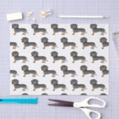 Papier Mousseline Motif Dachshund Dog Noir Et Tan (Artisanat)
