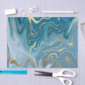 Papier Mousseline Motif d'âge bleu et or 5 (Artisanat)