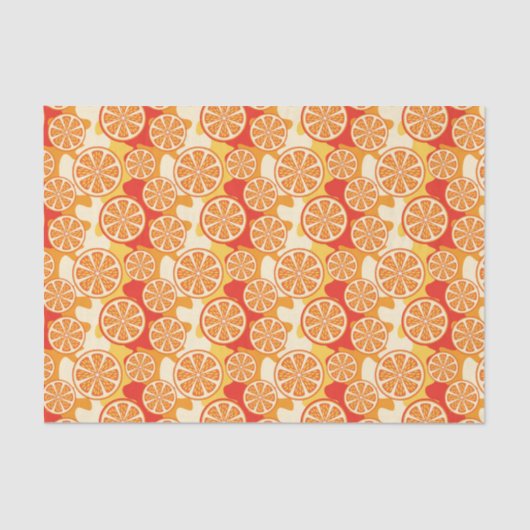 Papier Mousseline Motif d'agrumes oranges rétro (Recto)