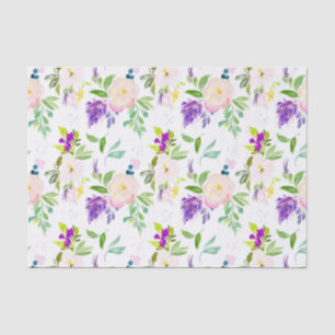 Papier Mousseline Motif Dainty Watercolor Peonies et Wisterias