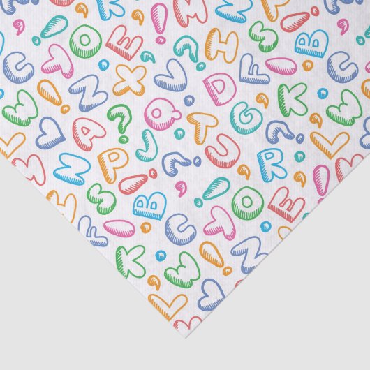Papier Mousseline motif d'alphabet (Détail)