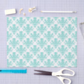 Papier Mousseline Motif Damas - bleu clair vert (Artisanat)