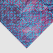 Papier Mousseline Motif Damas bleu et violet sur la texture écrasée (Détail)
