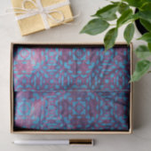 Papier Mousseline Motif Damas bleu et violet sur la texture écrasée (Cadeau)