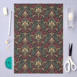 Papier Mousseline Motif damassé floral gothique victorien sans coutu