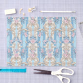 Papier Mousseline Motif damassé pastel baroque (Artisanat)