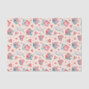 Papier Mousseline Motif d'amour romantique à l'aquarelle pour la Sai