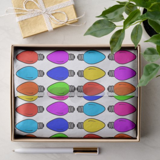 Papier Mousseline Motif d'ampoules de Noël (Cadeau)