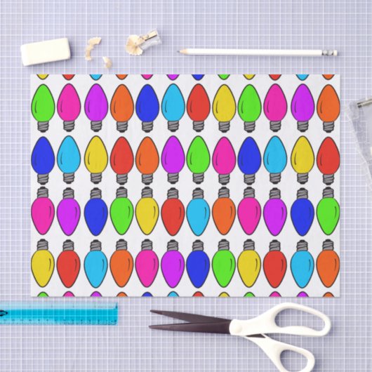 Papier Mousseline Motif d'ampoules de Noël (Artisanat)