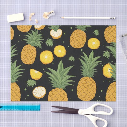 Papier Mousseline Motif d'ananas exotique (Artisanat)