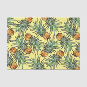 Papier Mousseline Motif d'ananas tropical sur jaune