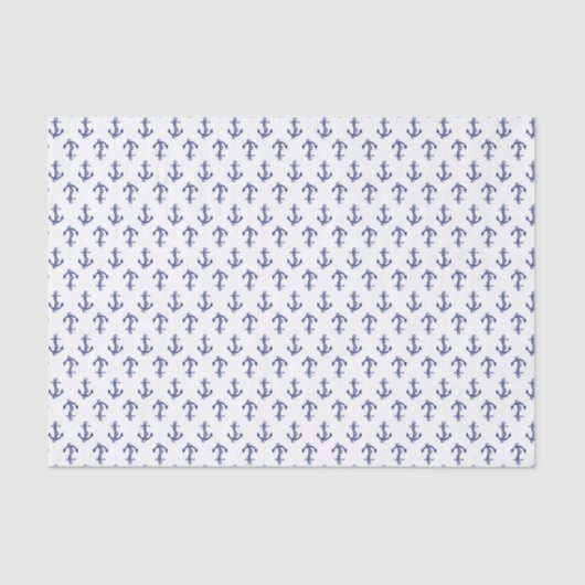 Papier Mousseline Motif d'ancrage bleu et blanc (Recto)