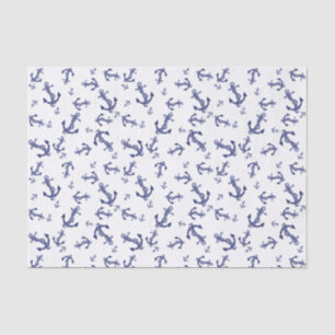 Papier Mousseline Motif d'ancrage bleu et blanc
