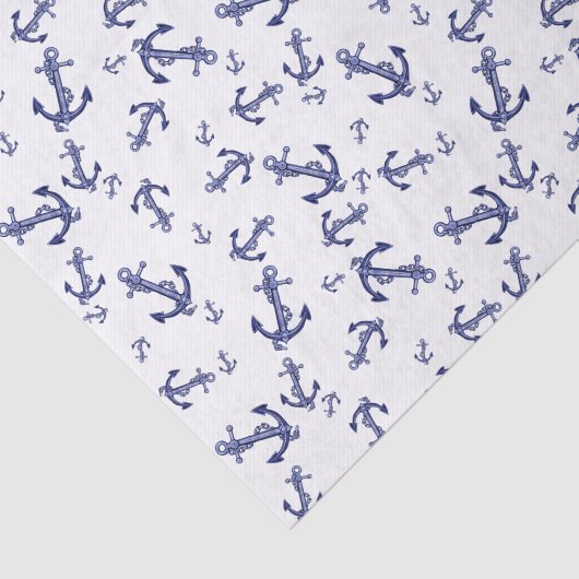Papier Mousseline Motif d'ancrage bleu et blanc (Détail)