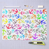 Papier Mousseline Motif d'Ancre de bateau coloré (Artisanat)