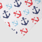 Papier Mousseline Motif d'Ancres nautiques rouges et bleues (Détail)