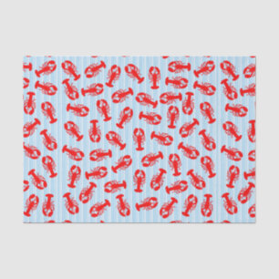 Papier Mousseline Motif d'animaux de homard rouge sur les bandes ble