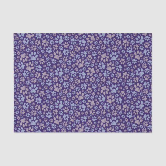 Papier Mousseline Motif d'animaux Empreintes de pattes en violet et  (Recto)