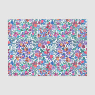 Papier Mousseline Motif d'aquarelle aux fraises florales