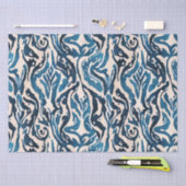 Papier Mousseline Motif d'aquarelle bleu Abstrait Ikat (Artisanat)
