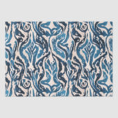 Papier Mousseline Motif d'aquarelle bleu Abstrait Ikat (Recto)