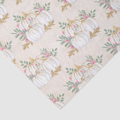 Papier Mousseline Motif d'aquarelle Citrouille blanc et or (Détail)