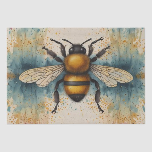 Papier Mousseline Motif d'aquarelle d'abeille dynamique (Recto)