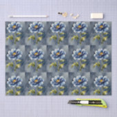 Papier Mousseline Motif d'aquarelle de fleurs bleues (Artisanat)