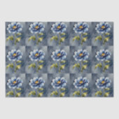 Papier Mousseline Motif d'aquarelle de fleurs bleues (Recto)