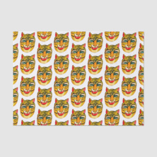 Papier Mousseline Motif d'aquarelle de tigre riant