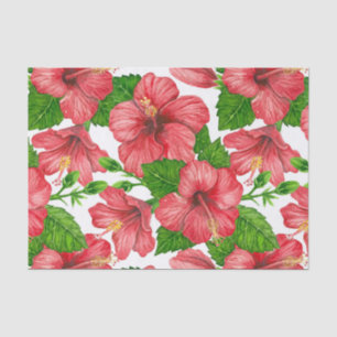 Papier Mousseline Motif d'aquarelle d'hibiscus rouge