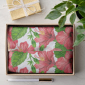 Papier Mousseline Motif d'aquarelle d'hibiscus rouge (Cadeau)