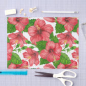 Papier Mousseline Motif d'aquarelle d'hibiscus rouge (Artisanat)